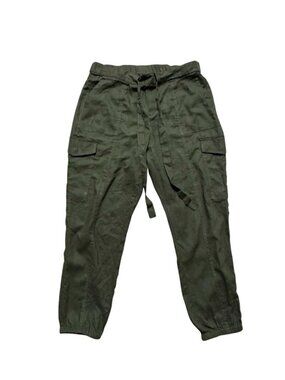 NY & Company Linen Blend Cargo Jogger Pants Olive Green Size Large